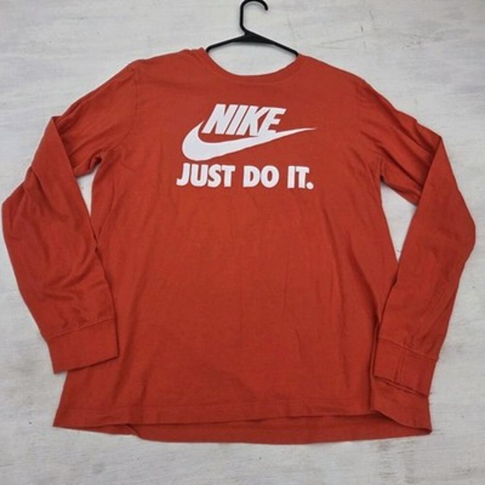 Nike The Nike Tee Men’s L Orange Long Sleeve Crew Neck Graphic Logo T-Shirt